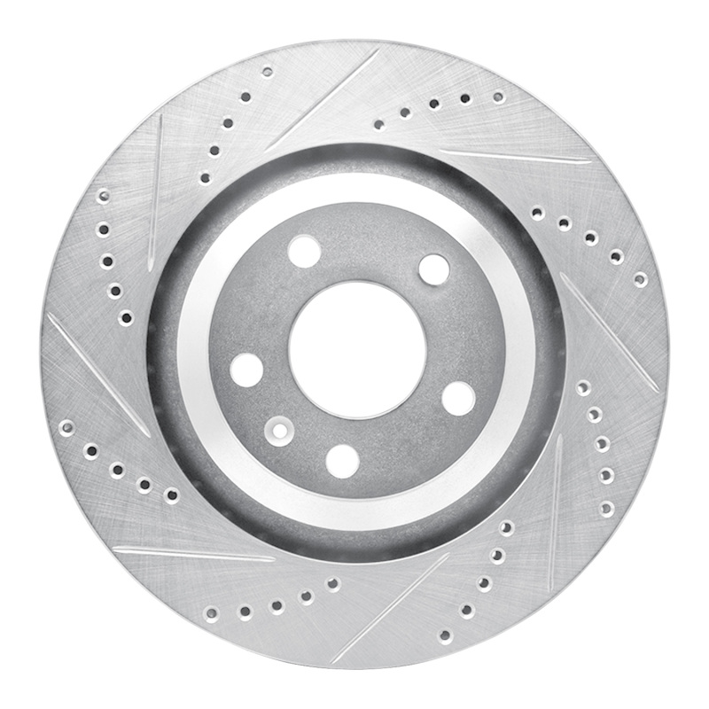 Audi A6 Quattro Brake Rotor (1) - Rear Left - R1 Concepts - Drilled & Slotted - Silver - `05-`11